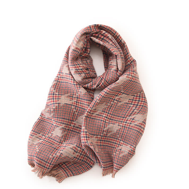 Women's Houndstooth Large Shawl Warm Scarf - Red - image 1
