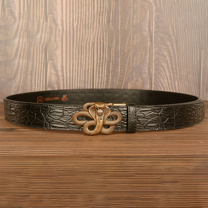 Men's Curled Cobra Alligator Pattern Leather Belt - image 6