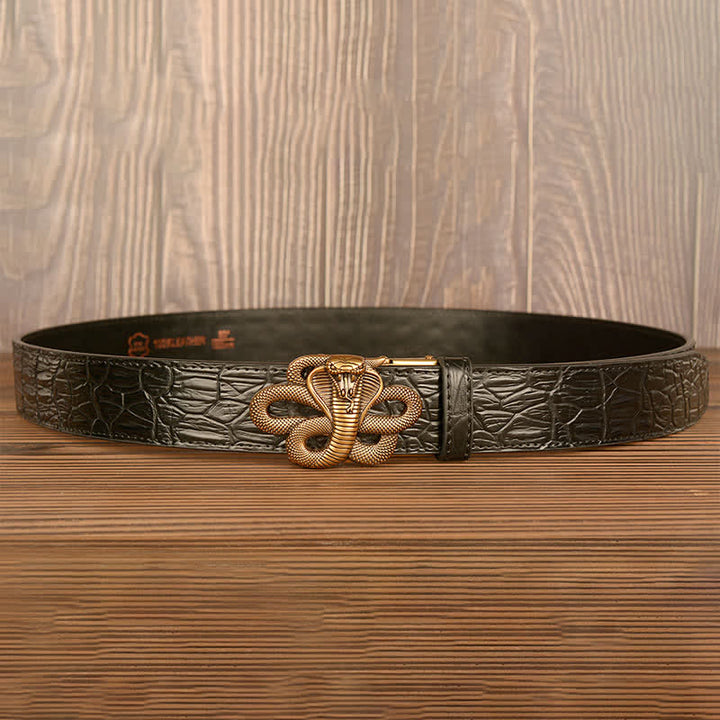 Men's Curled Cobra Alligator Pattern Leather Belt - image 6