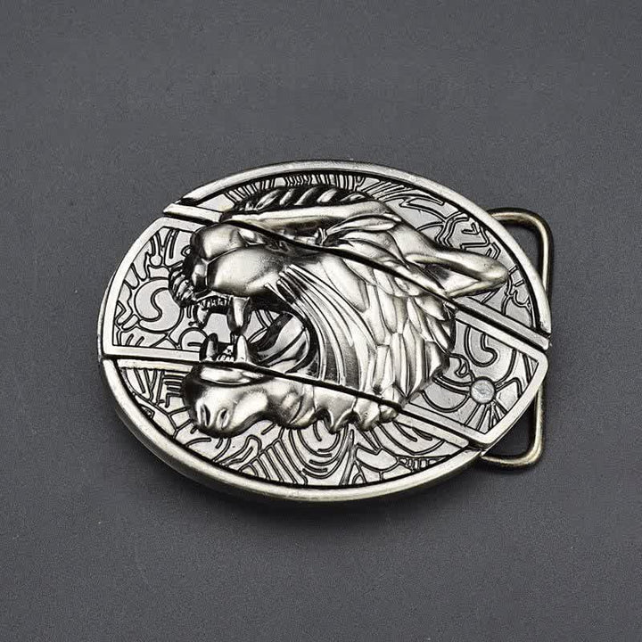 Men's Roaring Tiger Leather Belt With Folding Knife - image 1