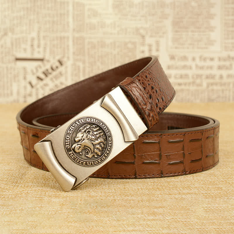 Men's Lion Head Alligator Pattern Leather Belt - image 20