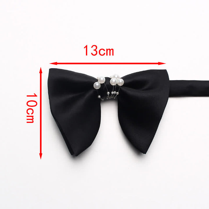 Men's Black Personality Pearls Bow Tie - image 15
