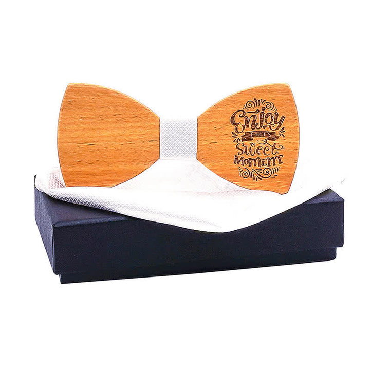 2Pcs Men's Proverbs Wooden Bow Tie Set - ENJOY THIS SWEET MOMENT #1 - image 9