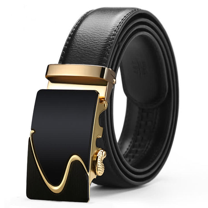Men's Luxury Embossed Automatic Buckle Leather Belt - Style #4 - Gold - 46 - image 13