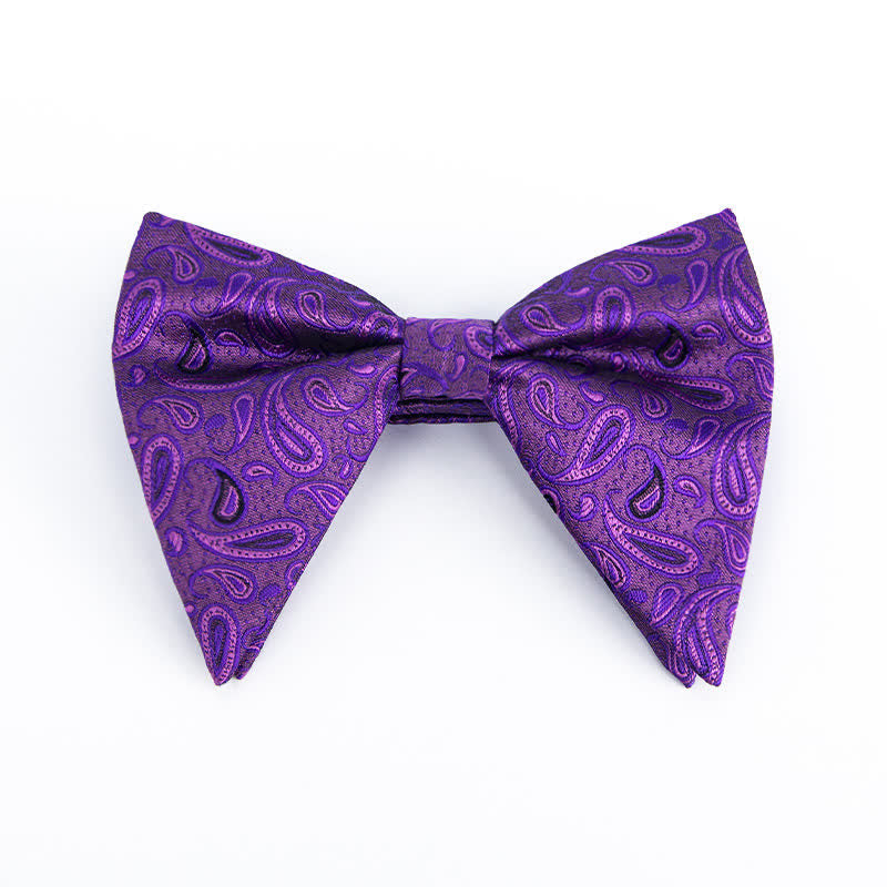 Men's Colorful Paisley Oversized Pointed Bow Tie - Purple - image 16