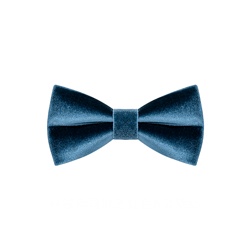 Men's Sax Blue Solid Color Velvet Bow Tie - image 6