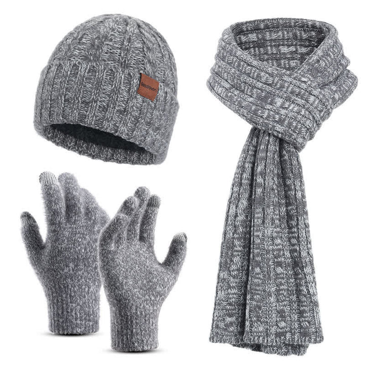 3Pcs Unisex Stylish Hat Long Scarf Touch Screen Gloves Set - Gray - Adjustable (Approx. 17.72"-25.78") - image 13