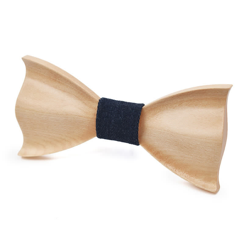 Men's Classic Maple Wooden Bow Tie - White #7 - image 19