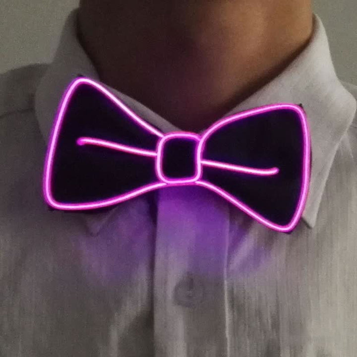 Men's LED Luminous Glowing Bow Tie - Pink - image 16