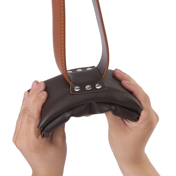 Rivet Decor Button Universal Phone Leather Belt Bag - image 5