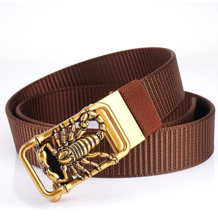 Men's King Scorpion Simple Nylon Belt - Brown / Gold - 48" - image 13