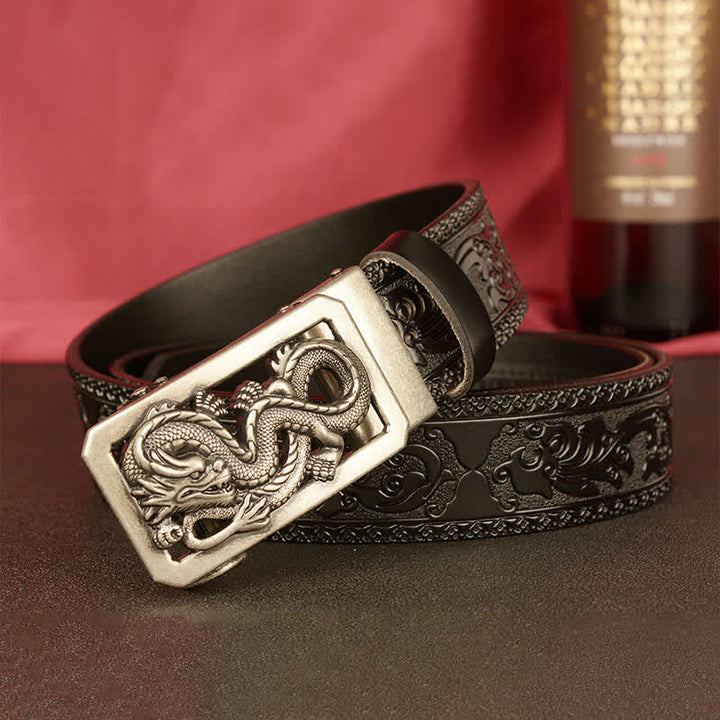 Men's Coiling Dragon Embossing Leather Belt - image 18