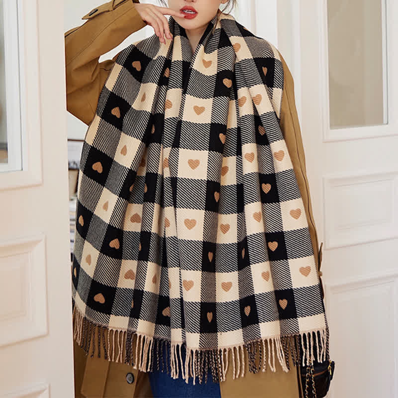 Women's Winter Cape Love Checkerboard Scarf - image 8