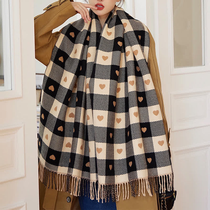 Women's Winter Cape Love Checkerboard Scarf - image 8