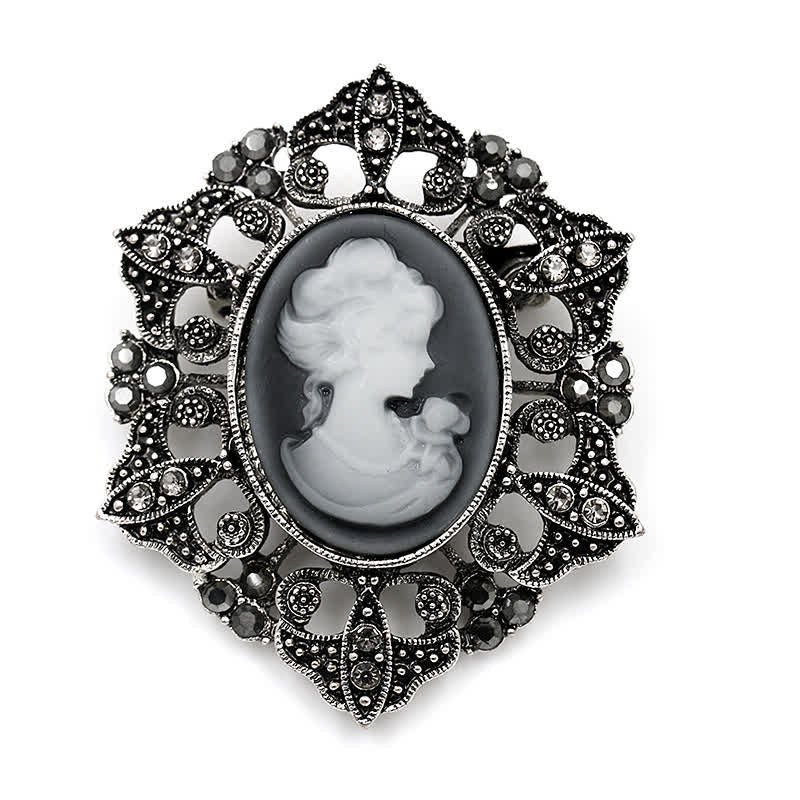 Women's Classic Cameo Victorian Brooch - Silver - image 0
