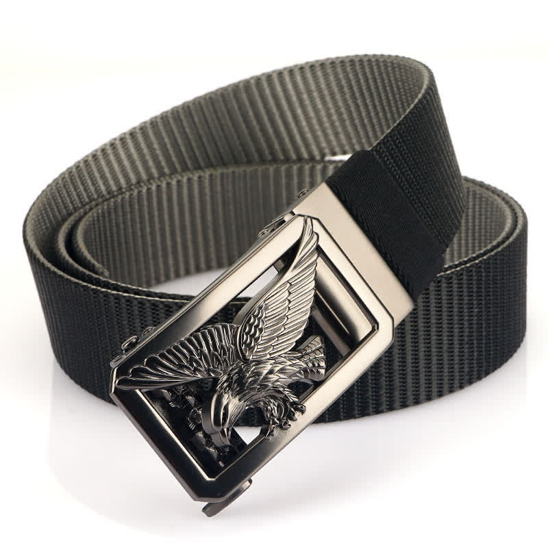 Men's Soaring Hawk Eagle Double-Sided Nylon Belt - Black & Gray - 48" - image 8
