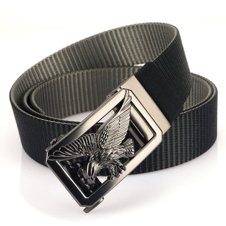 Men's Soaring Hawk Eagle Double-Sided Nylon Belt - Black & Gray - 48" - image 8