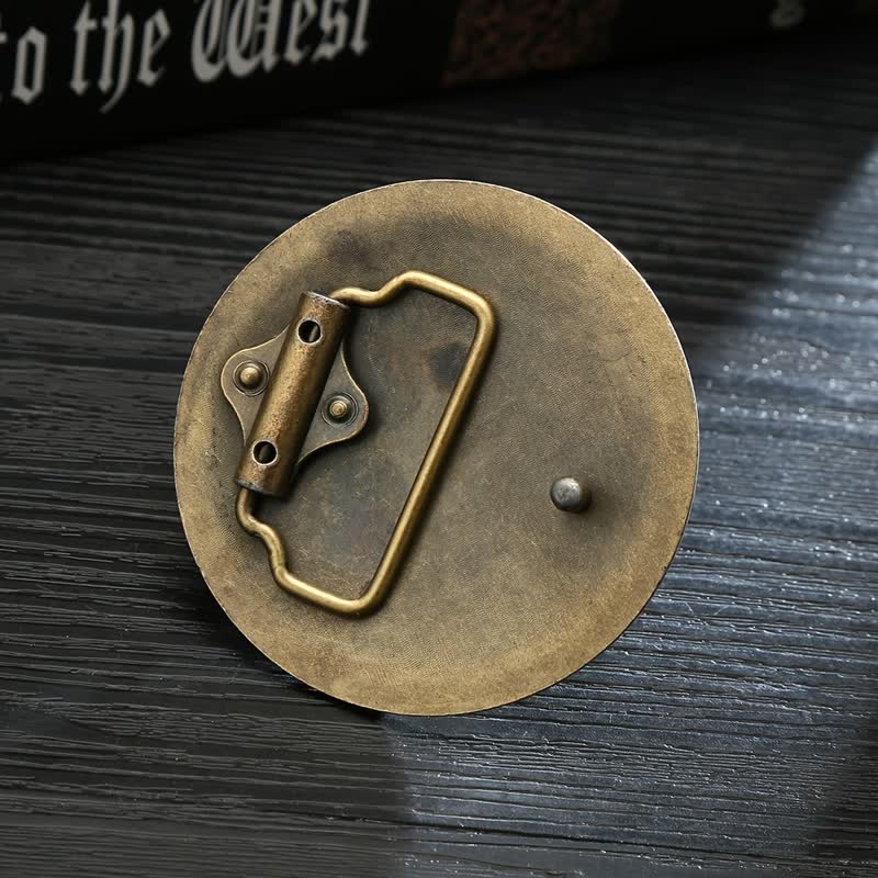 Men's DIY Tree of Life Round Buckle Leather Belt - image 1