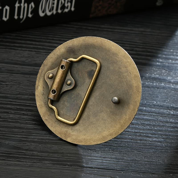 Men's DIY Tree of Life Round Buckle Leather Belt - image 1