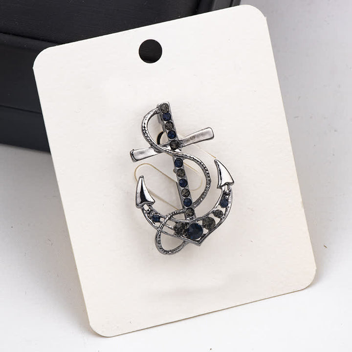 Men's Sea Boat Anchor Brooch - Black - image 7