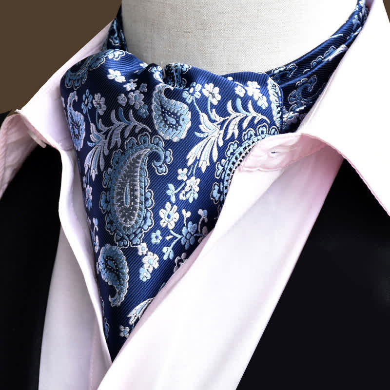 DarkBlue Leisure Prom Gents Floral Ascot Paisley Cravat - DarkBlue - image 0