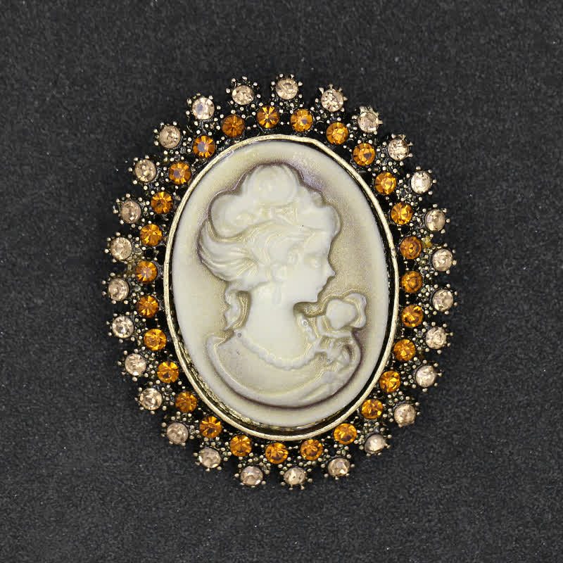 Women's Oval Cameo Beauty Victorian Brooch - Gold - image 0