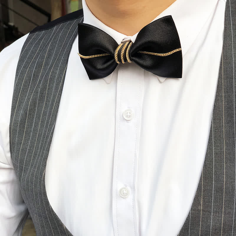 Men's Bling Chain Plain Bow Tie - image 1