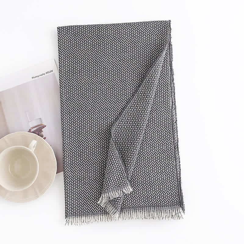 Women's Chunky Simple Herringbone Tassel Scarf - image 5