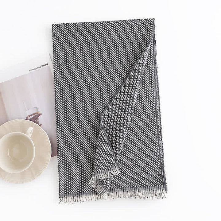 Women's Chunky Simple Herringbone Tassel Scarf - image 5