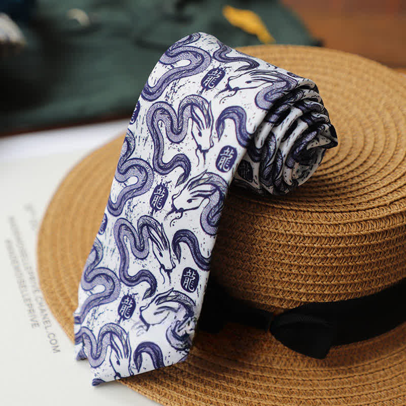 Men's Colourful Prehistoric Creatures Necktie - The Dragon - image 14