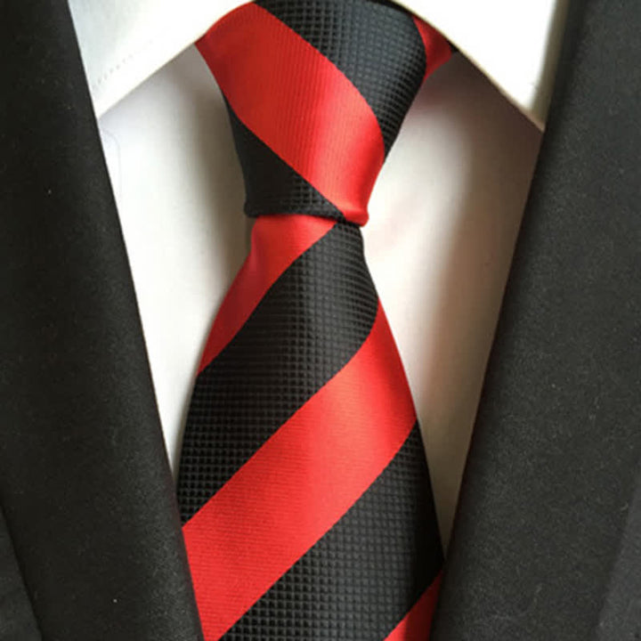 Men's Peppy Block Striped Necktie - Red & Black - image 2