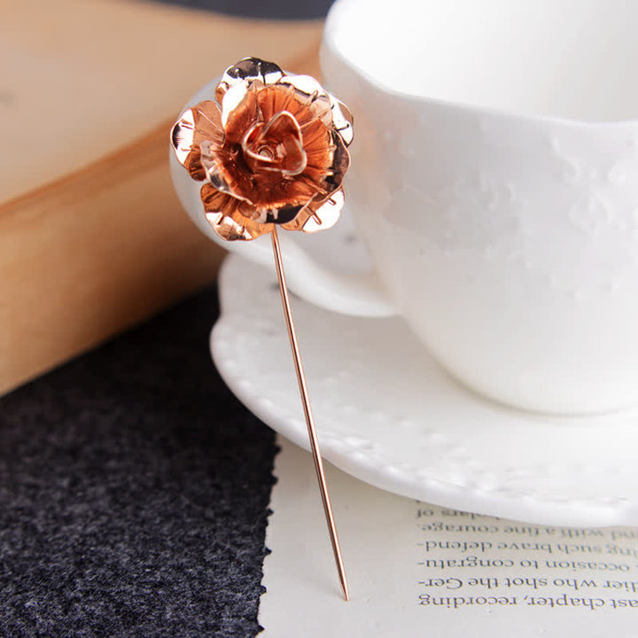 Men's Metal Rose Flower Brooch Pin - Rose Gold - image 9