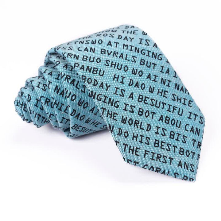 Men's Creative Casual English Letter Necktie - Cyan - image 7