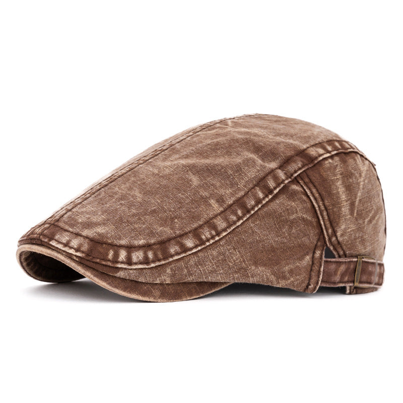 Spring & Summer Washed British Style Pure Cotton Beret - Coffee - Adjustable (22"-24") - image 12