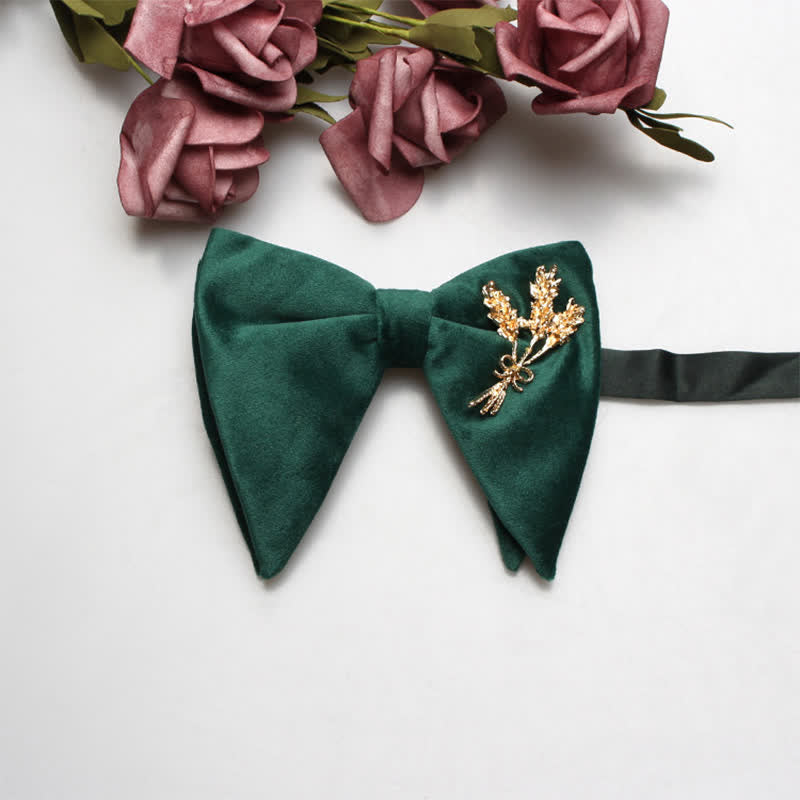 Men's Charming Velvet Oversized Pointed Bow Tie - Green - image 0