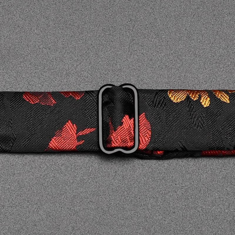 Men's Black & Red Falling Floral Bow Tie - image 5