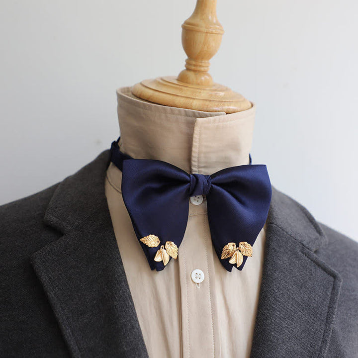 Men's Double-Layers Leaves Oversized Bow Tie Pocket Square - image 7