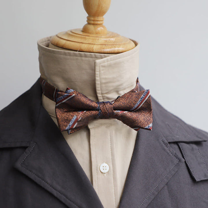 Men's Versatile Coffee Striped Bow Tie - Style #3 - image 3