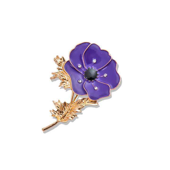 Women's Vintage Oil Painting Poppy Brooch - Purple - image 6