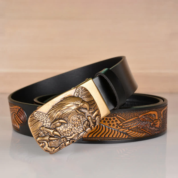 Men's Mighty Eagle Sharp Claw Automatic Buckle Leather Belt - image 17
