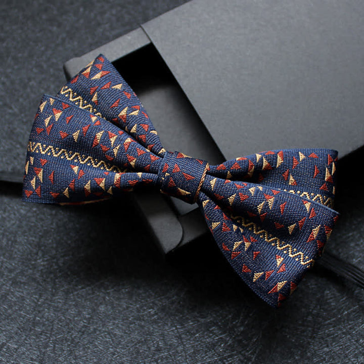 Men's Abstract Pattern Double Layers Bow Tie - Style #8 - image 9