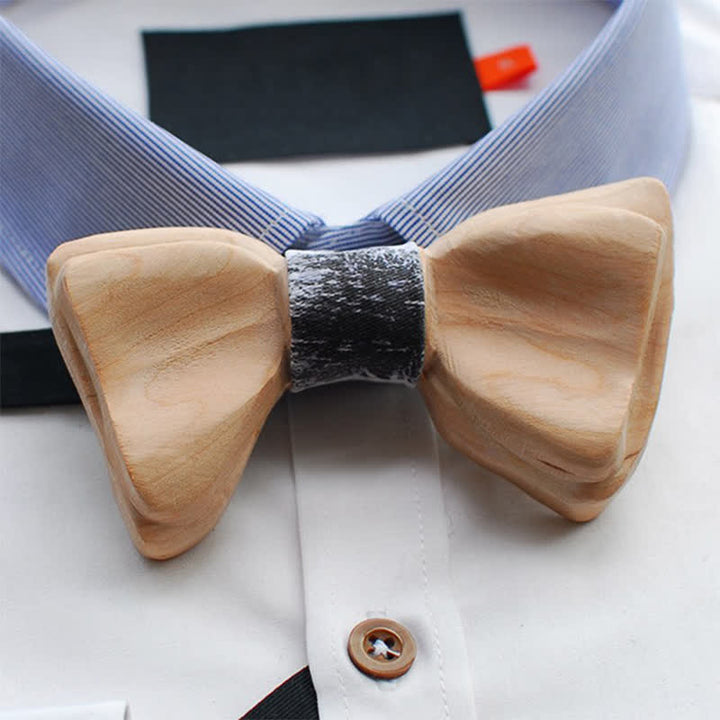 Men's Ice-sharp Layered Wooden Bow Tie - Faded Black - image 0
