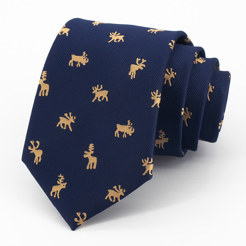 Men's Midnight Blue Vintage Elk Necktie - Midnight Blue - image 0