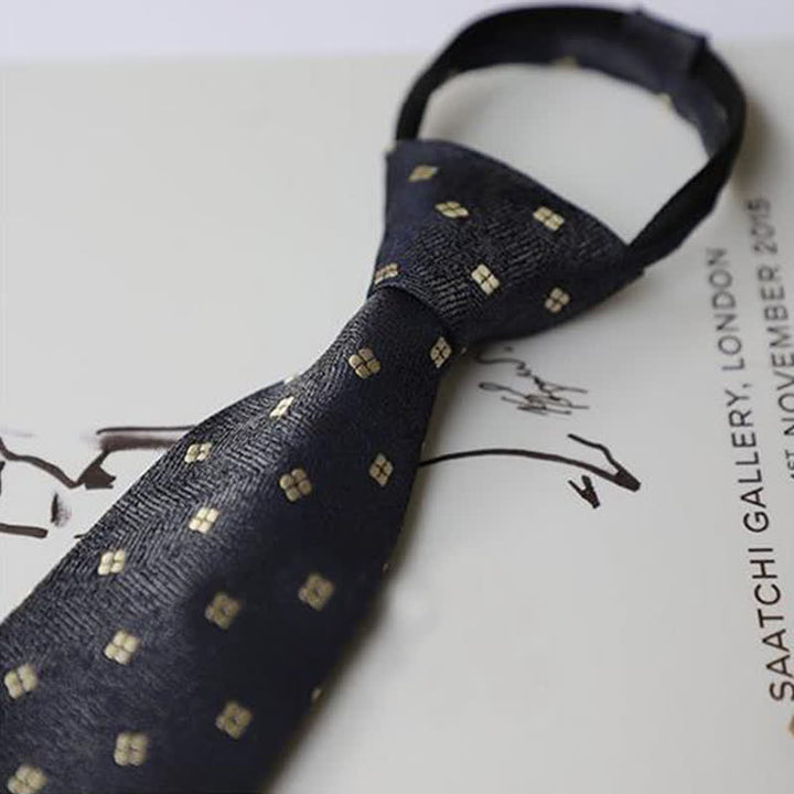 Men's Garden Motif Embroidery Zipper Necktie - image 12