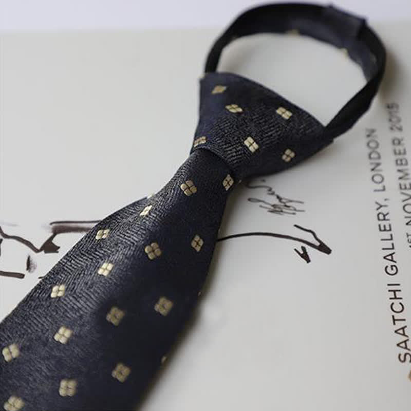 Men's Garden Motif Embroidery Zipper Necktie - image 12