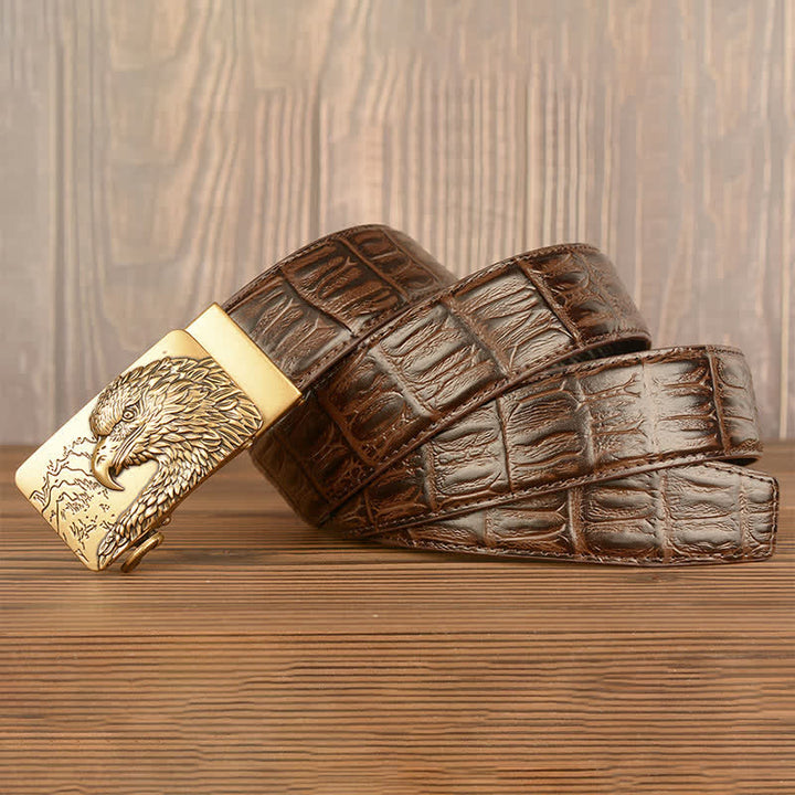 Men's Carved Eagle Crocodile Pattern Leather Belt - image 21