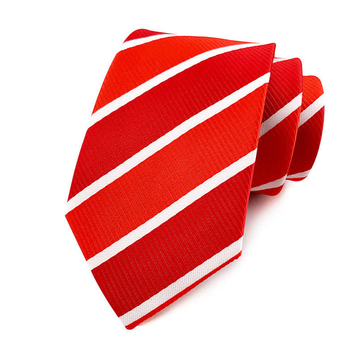 Men's Preppy Urban Striped Necktie - Red - image 6
