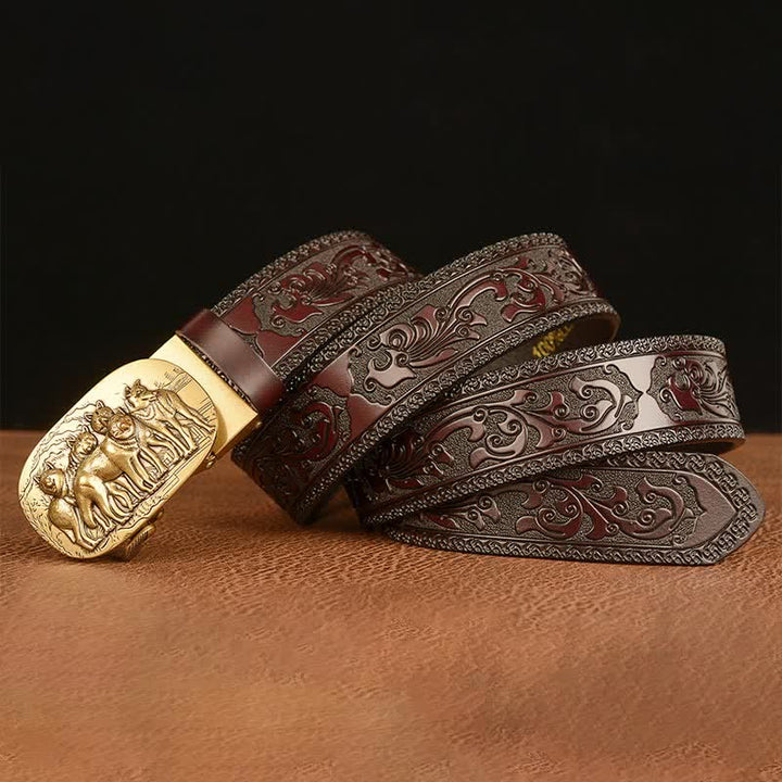 Men's Retro Pack Of Wolves Leather Belt - image 2