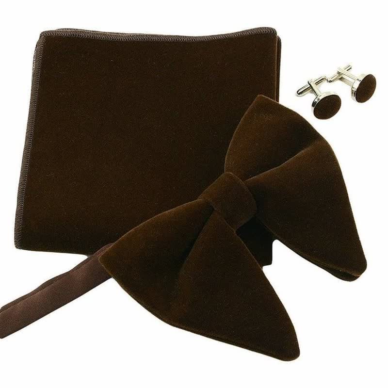 3Pcs Men's Velvet Oversized Pointed Bow Tie Set - image 1