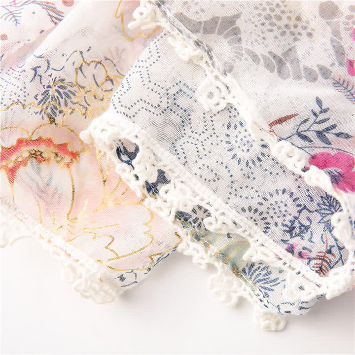 Women's Thin Voile Floral Lace Scarf - image 9